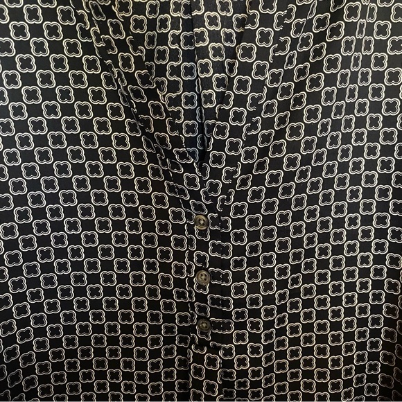 Ann Taylor Women’s Pleated Squared Print Half Button Tank Top Blouse Top Sz S - Picture 4 of 4